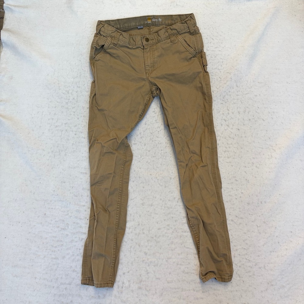 Carhartt Crawford Slim Fit Work Pants Womens 8 Regular Brown Canvas Utility